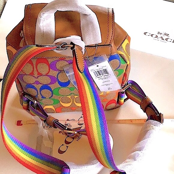 Coach 🌈Pennie Small Rainbow Signature Backpack/FREE shirt & tights w purchase - Picture 2 of 16